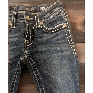 Miss Me Signature Skinny Dark Wash Women’s Thick Stitch Jeans SZ 25